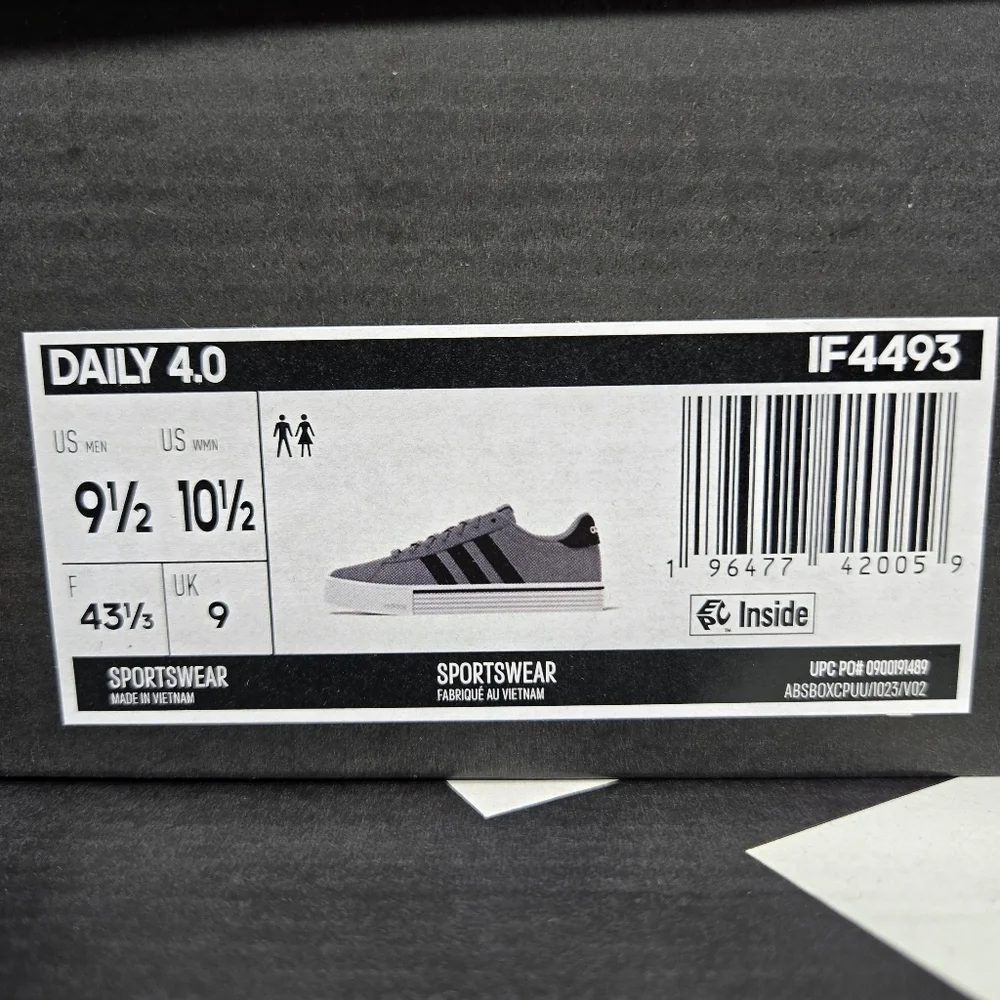 New adidas Daily 4.0 Grey Core Black Men's Shoes Size 9.5